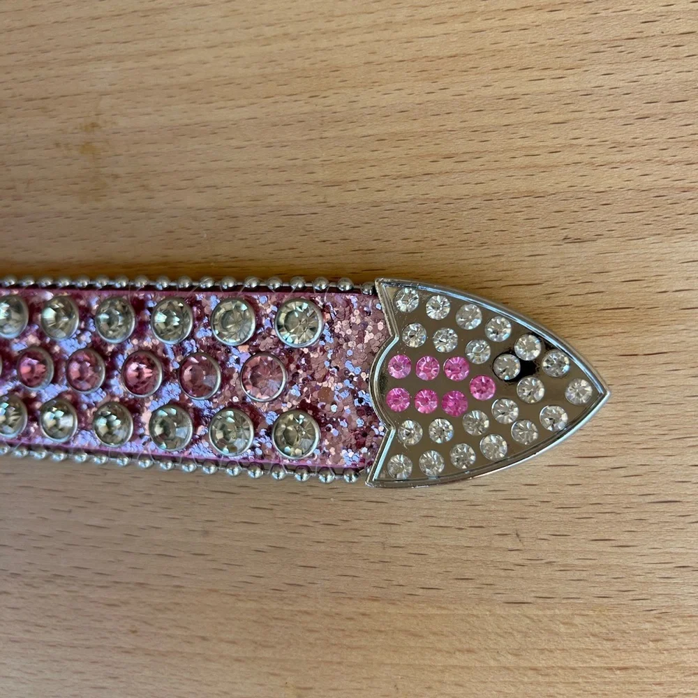 Pink Silver Western Rhinestone Glitter Cowgirl Rodeo Party Bling Sparkly Belt